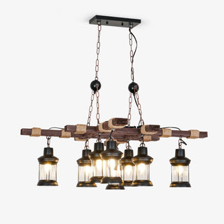 Lustra Lustre Vintage Bois Verre Rétro