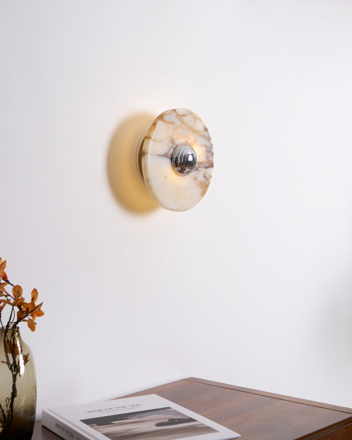 Wall Lamp Marble Disc LED Modern Light Fixture Multiple Colors-Neutral Decor