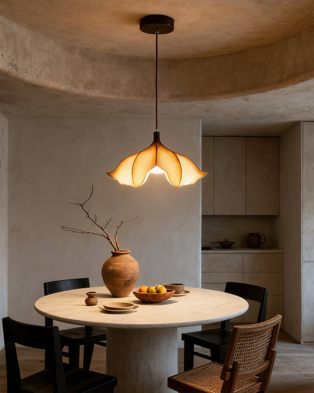 Side profile of the sculptural Viscontea Pendant Light.