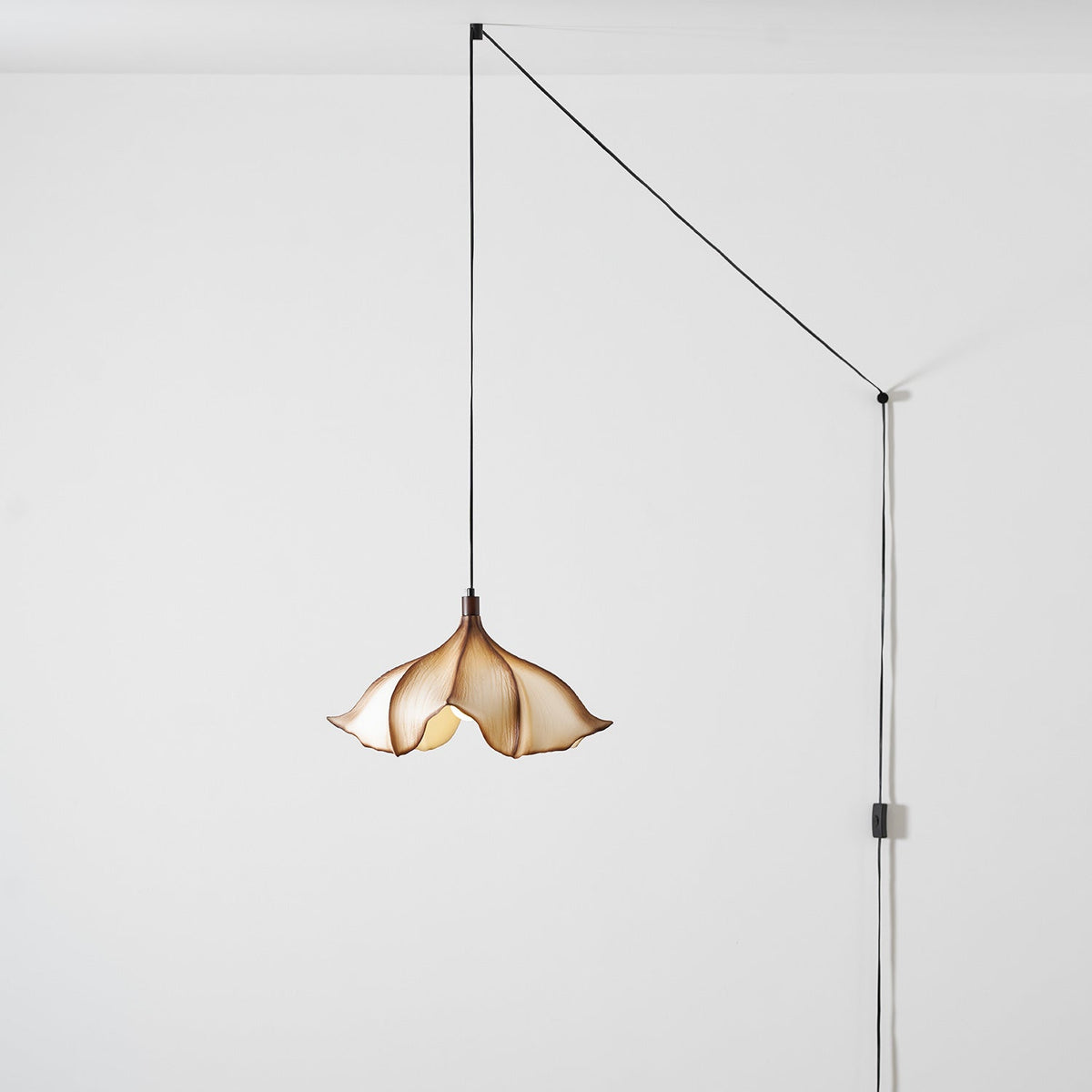 Full view of the swag light with its long 180-inch cord.