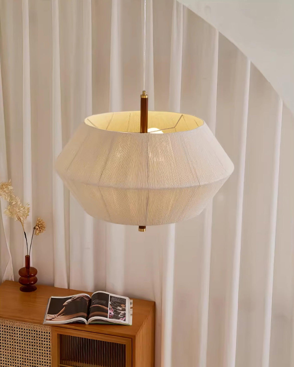 Elowen Pendant Lamp Cotton-Thread Walnut Natural-Neutral Decor