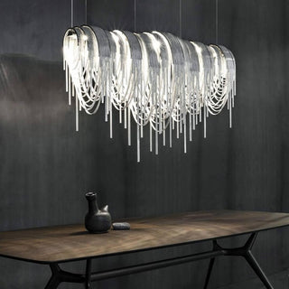 Lustra Lustre Superposé Chaîne Nickel Luxe