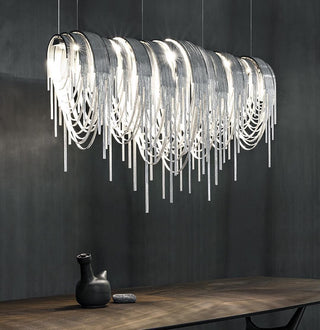 Lustra Lustre Superposé Chaîne Nickel Luxe
