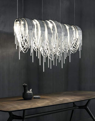 Lustra Lustre Superposé Chaîne Nickel Luxe