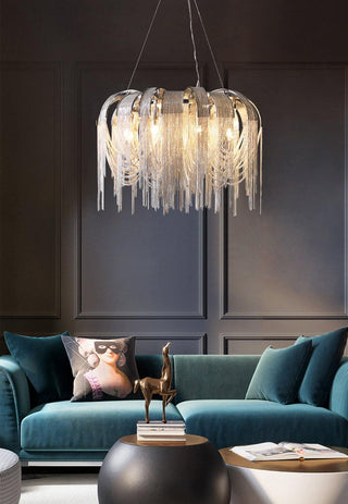 Lustra Lustre Superposé Chaîne Nickel Luxe