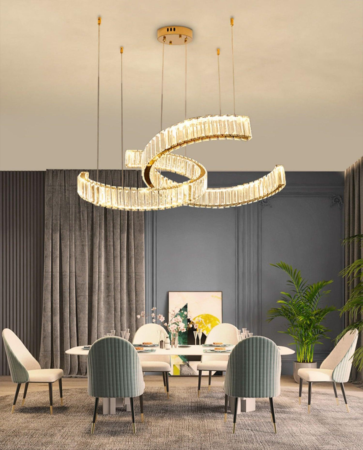 Virista Lustre Spiral en Cristal Doré Glam