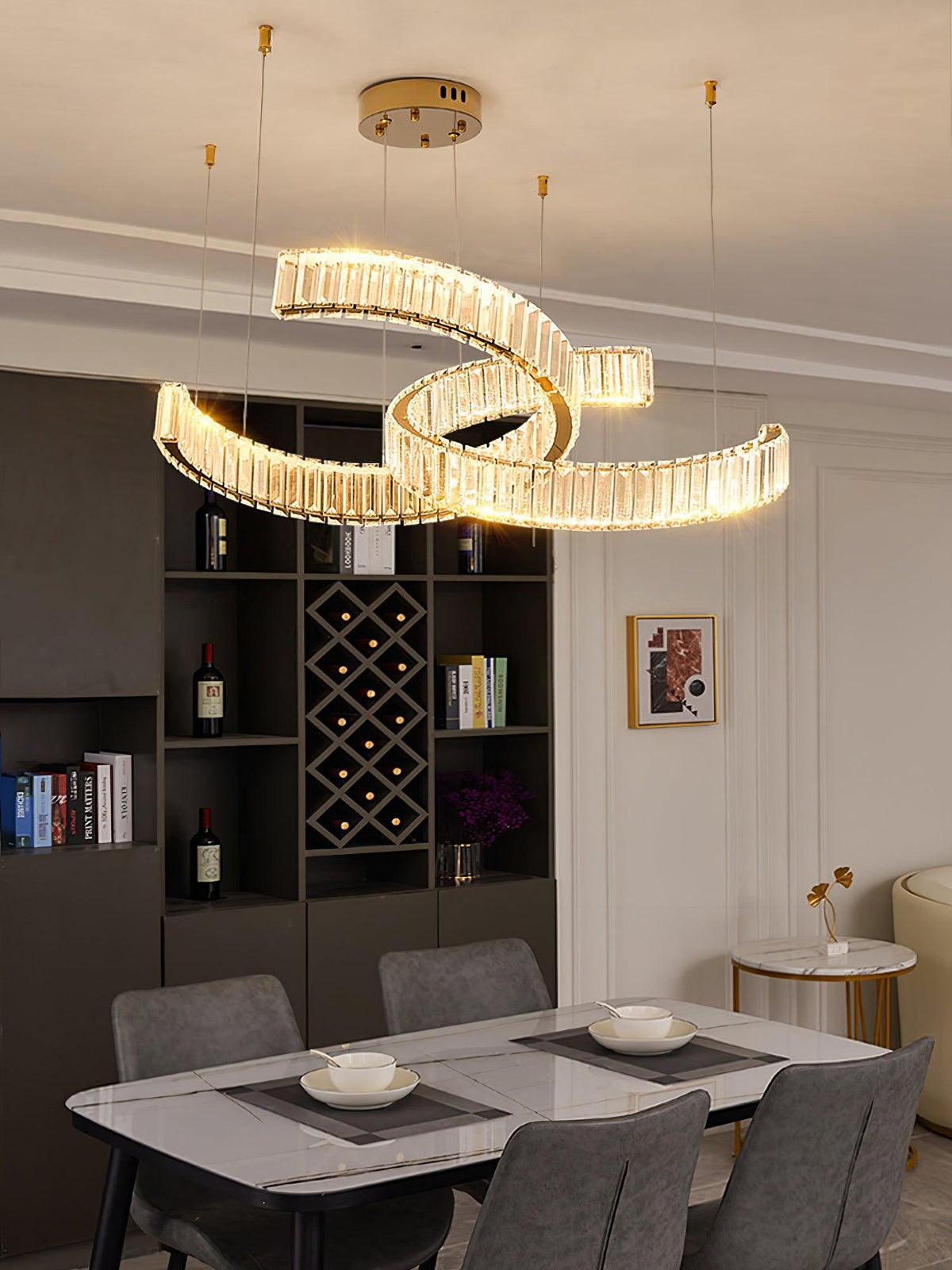 Virista Lustre Spiral en Cristal Doré Glam