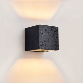Valeise Applique Murale en Travertin Noir Cube
