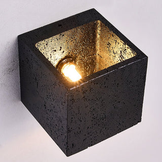 Valeise Applique Murale en Travertin Noir Cube
