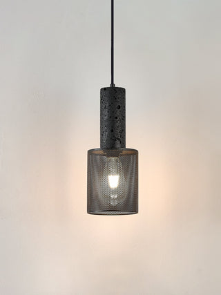Mona Suspension Travertin Noir en Métal Maille