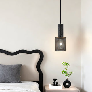 Mona Suspension Travertin Noir en Métal Maille