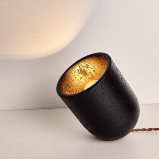 Lumi Lampe de Table de Table Minimaliste Travertin Noir