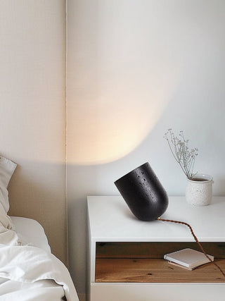 Lumi Lampe de Table de Table Minimaliste Travertin Noir