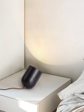 Lumi Lampe de Table de Table Minimaliste Travertin Noir