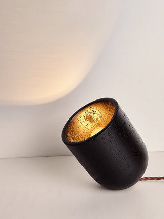 Lumi Lampe de Table de Table Minimaliste Travertin Noir