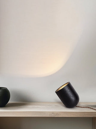 Lumi Lampe de Table de Table Minimaliste Travertin Noir