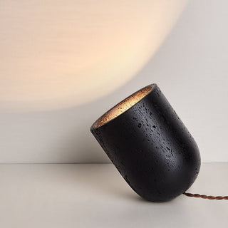 Lumi Lampe de Table de Table Minimaliste Travertin Noir