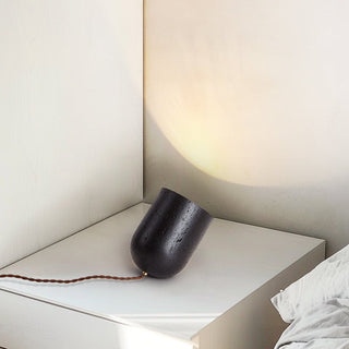 Lumi Lampe de Table de Table Minimaliste Travertin Noir