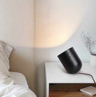 Lumi Lampe de Table de Table Minimaliste Travertin Noir