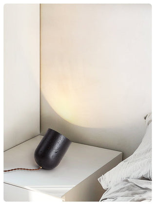 Lumi Lampe de Table de Table Minimaliste Travertin Noir
