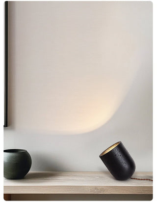 Lumi Lampe de Table de Table Minimaliste Travertin Noir