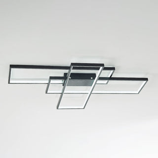 Arisha Plafonnier Rectangle Moderne, Métal/Gel de Silice, Noir/Blanc, Salon