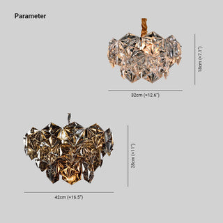 Kristy Lustre Hexagone Cristal, Métal/Cristal, Dégagé/Gris Fumé/Glaçage/Champagne, Salon
