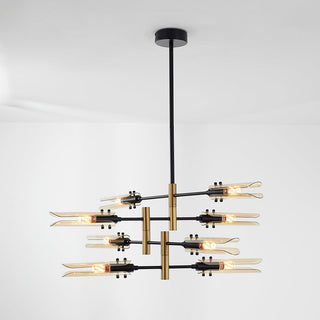 Arisha Plafonnier Linéaire Moderne, Métal/Verre, Gris Fumé/Ambre, Salon