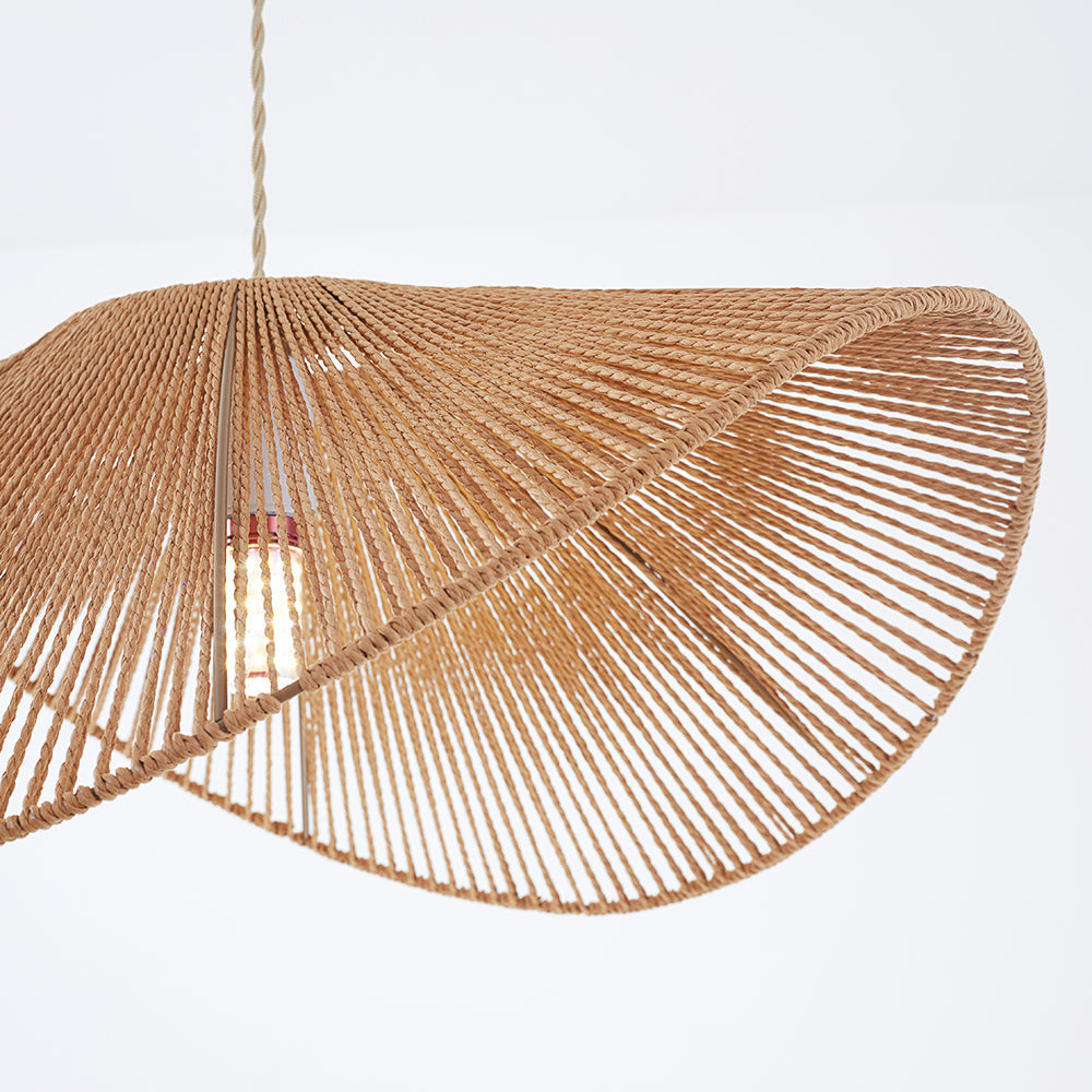 Ritta Twine Suspension Ronde Naturelle, Métal/Rotin, Marron/Beige, Cuisine/Bureau