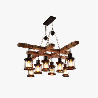 Epoch Industriel LED Classique Lustre Bois Métal Verre Salon/Bar