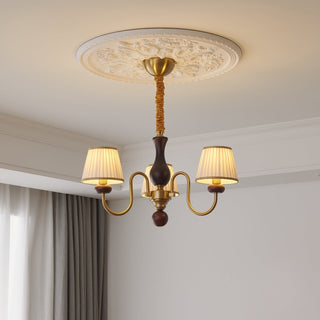 Erthaos Lustre Bois Tissu Plissé Élégance Traditionnelle-Luire