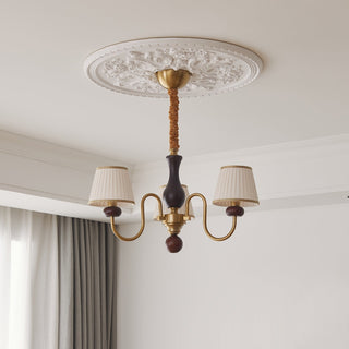 Erthaos Lustre Bois Tissu Plissé Élégance Traditionnelle-Luire