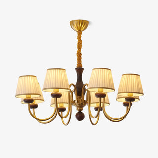 Erthaos Lustre Bois Tissu Plissé Élégance Traditionnelle-Luire