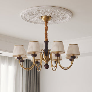 Erthaos Lustre Bois Tissu Plissé Élégance Traditionnelle-Luire