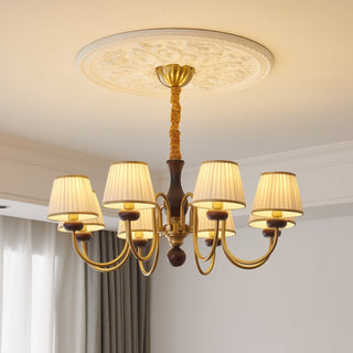 Erthaos Lustre Bois Tissu Plissé Élégance Traditionnelle-Luire