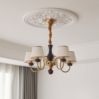 Erthaos Lustre Bois Tissu Plissé Élégance Traditionnelle-Luire