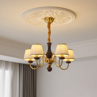 Erthaos Lustre Bois Tissu Plissé Élégance Traditionnelle-Luire