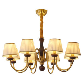 Erthaos Lustre Bois Tissu Plissé Élégance Traditionnelle-Luire