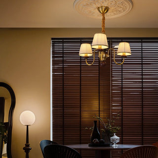 Erthaos Lustre Bois Tissu Plissé Élégance Traditionnelle-Luire