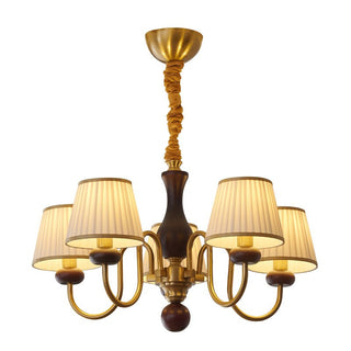 Erthaos Lustre Bois Tissu Plissé Élégance Traditionnelle-Luire