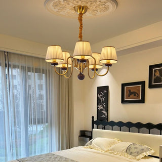 Erthaos Lustre Bois Tissu Plissé Élégance Traditionnelle-Luire