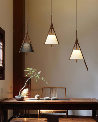 Zovenarae Triangulaire Bois Pendentif Lumière