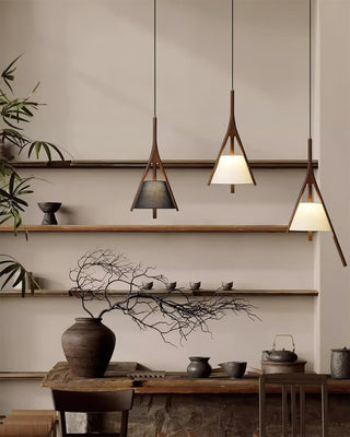 Zovenarae Triangulaire Bois Pendentif Lumière