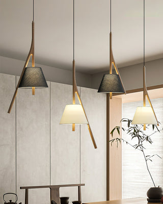 Zovenarae Triangulaire Bois Pendentif Lumière