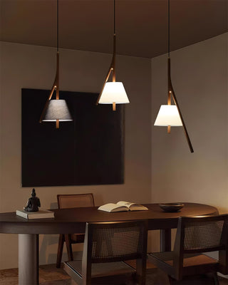 Zovenarae Triangulaire Bois Pendentif Lumière