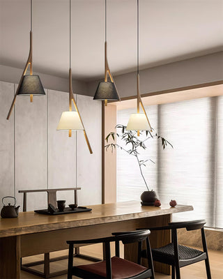 Zovenarae Triangulaire Bois Pendentif Lumière