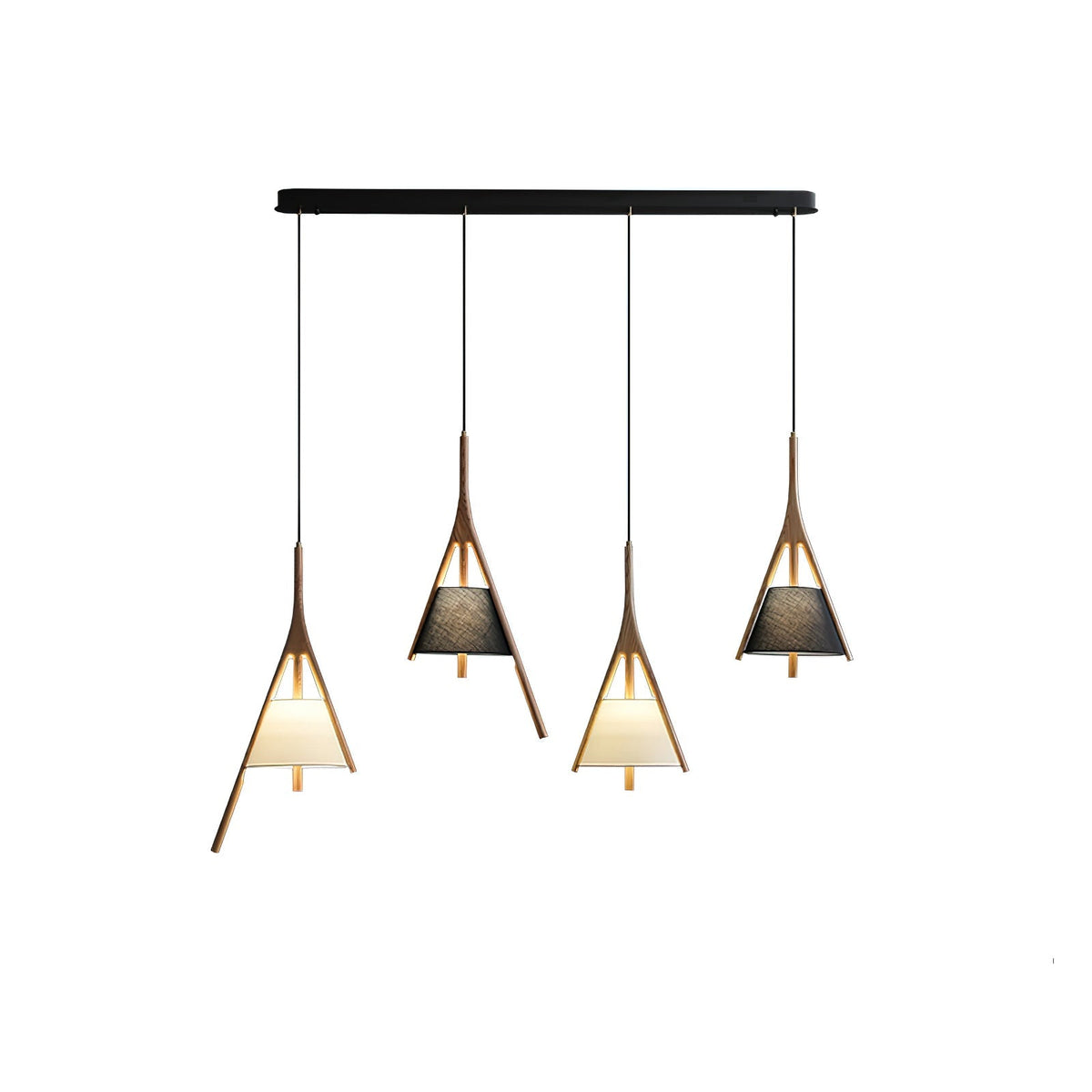 Zovenarae Triangulaire Bois Pendentif Lumière