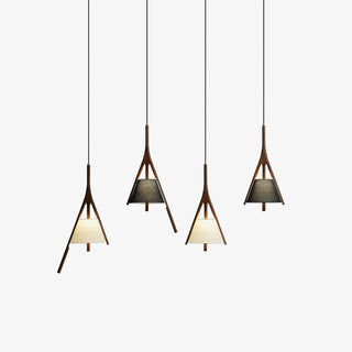 Zovenarae Triangulaire Bois Pendentif Lumière
