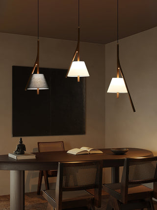 Zovenarae Triangulaire Bois Pendentif Lumière