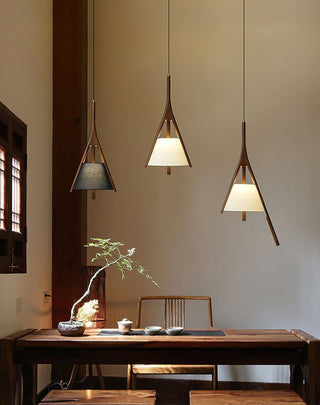 Zovenarae Triangulaire Bois Pendentif Lumière